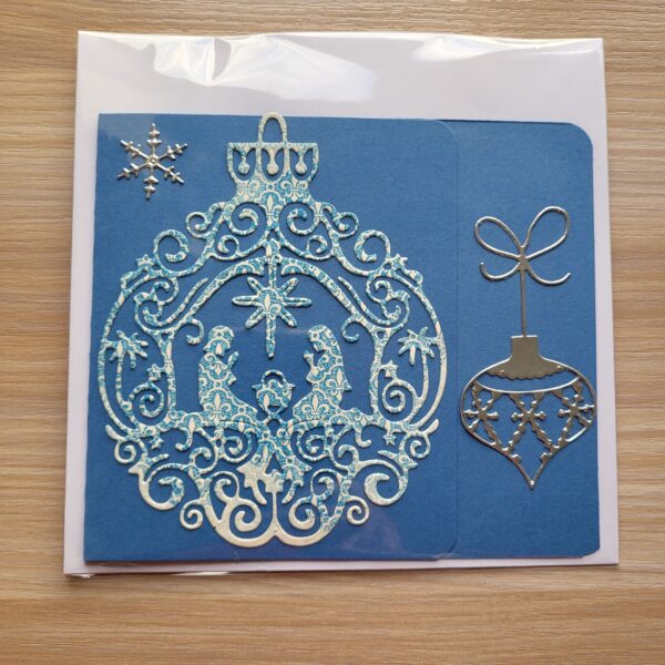 Carte de Noël - Boule de Noël façon tissu